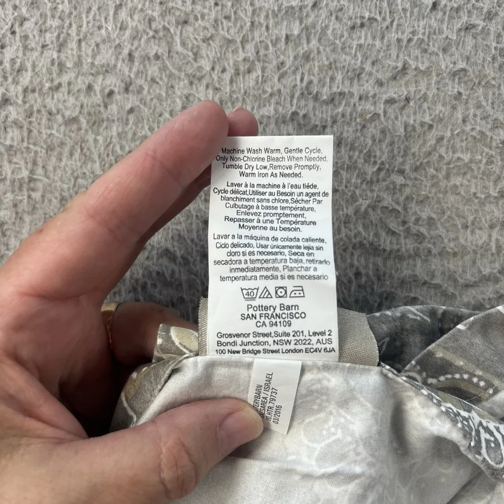 Pottery Barn Jacquelyn Medallion Euro Sham Gray Tan 100% Cotton